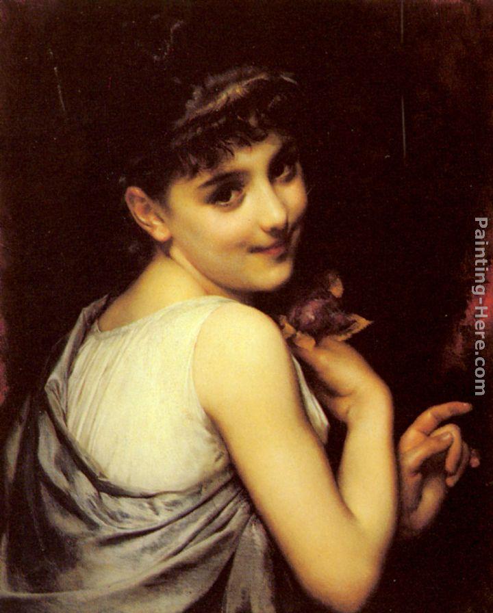 Etienne Adolphe Piot A Young Beauty Holding A Red Rose